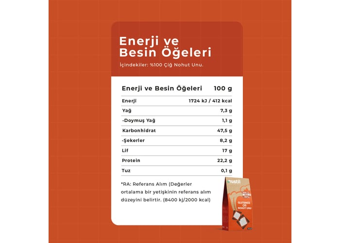 Çiğ Nohut Unu (Glutensiz, 300gr) - Nustil