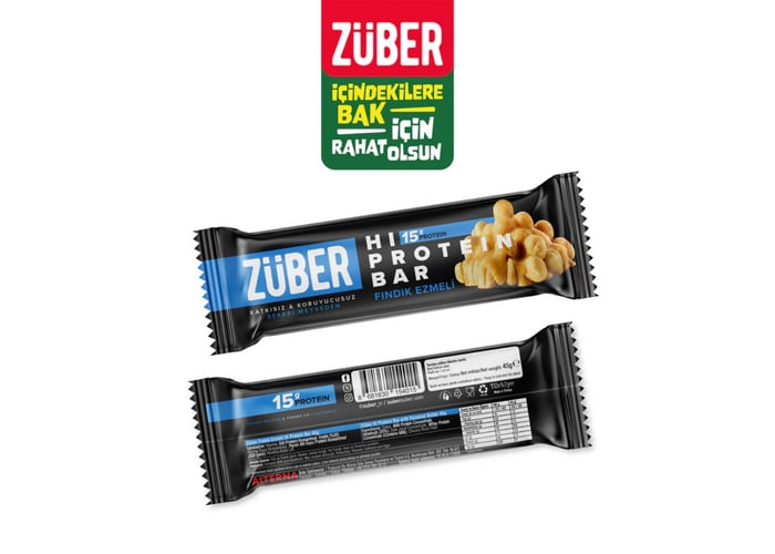 Fındık Ezmeli Yüksek Protein Bar (45gr) - Züber