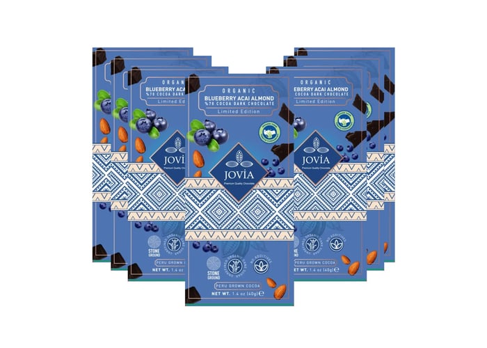 Organik %70 Bitter Çikolata, Yaban Mersini, Açai ve Bademli (7 adet x 40gr) - Jovia
