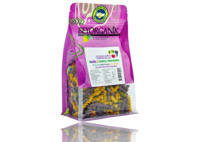 Organik Burgu Makarna (Siyah Havuç & Brokoli & Balkabağı, 240gr) - Beyorganik