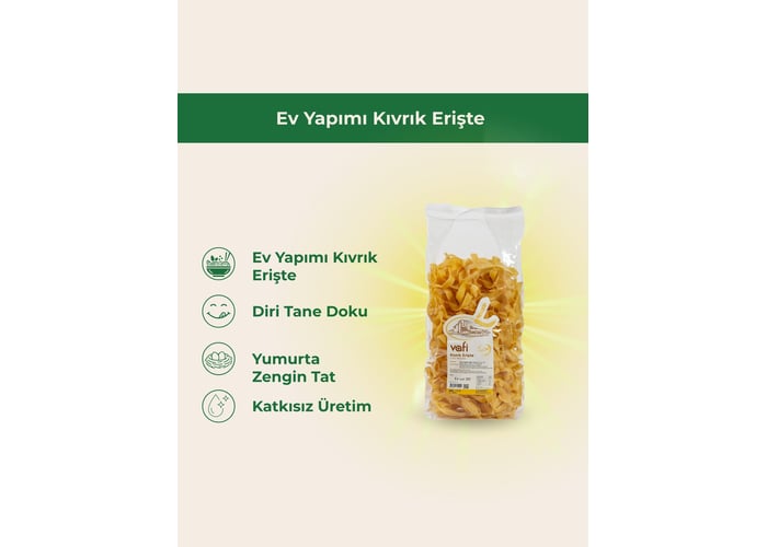 Ev Yapımı Kıvrık Erişte (500gr) - Vafi