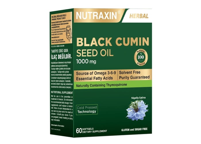 Çörek Otu Yağı (1000mg, 60 kapsül) - Nutraxin