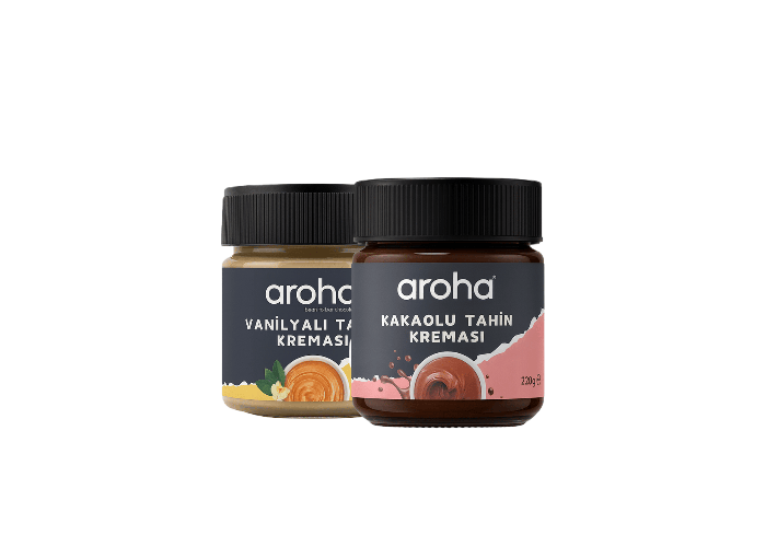 Tahin Kreması Tadım Seti  Vanilyalı ve Kakaolu (2 adet, 220gr) - Aroha