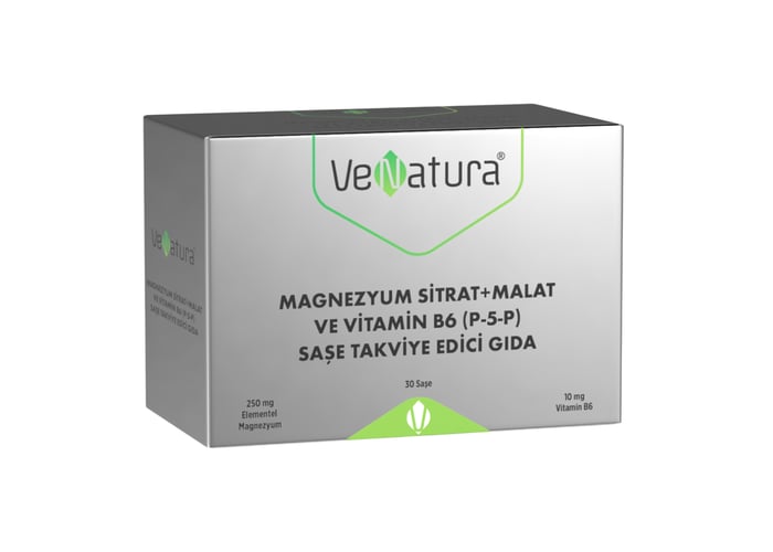 Magnezyum Sitrat+Malat ve Vitamin B6, P-5-P (30 saşe) - Venatura