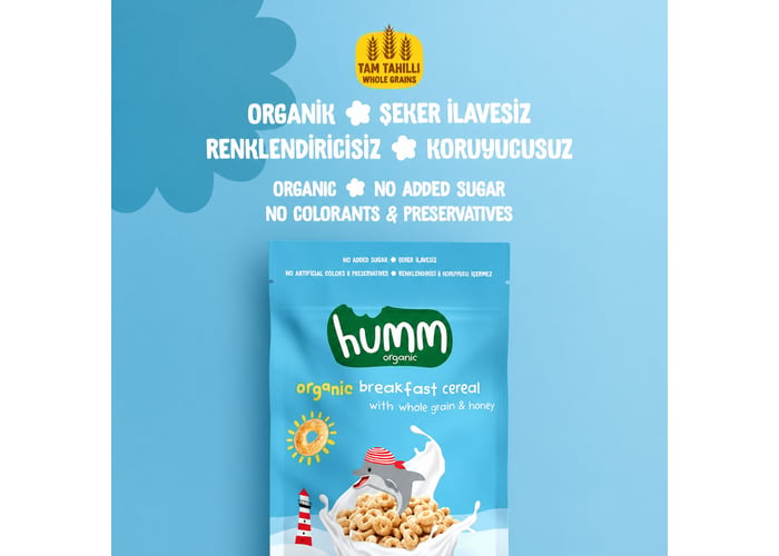 Organik Tam Tahıllı ve Ballı Kahvaltılık Gevrek (80gr) - Humm
