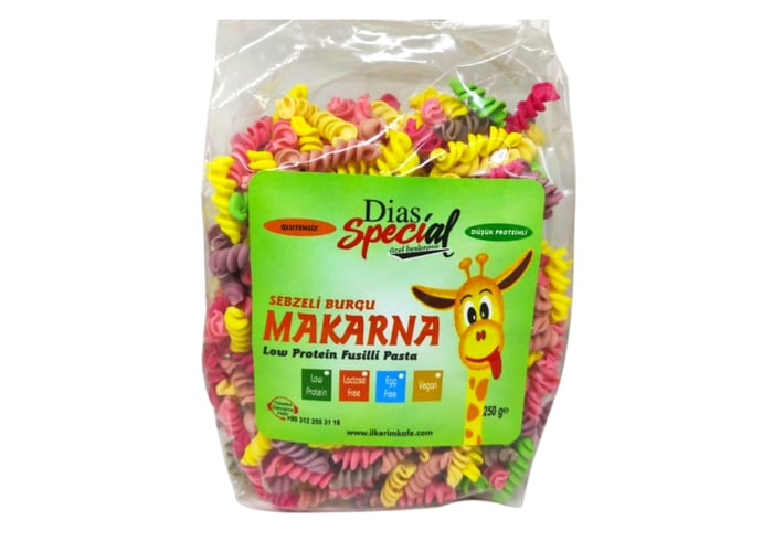 Düşük Proteinli Sebzeli Burgu Makarna (250gr) - Dias Special