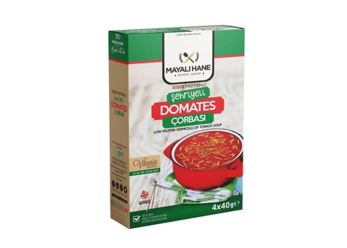 Mayalı Hane Düşük Proteinli Şehriyeli Domates Çorbası (4 x 40gr)