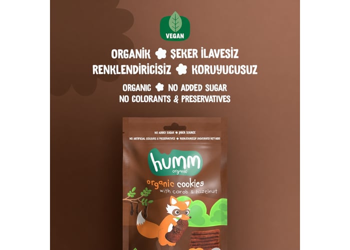 Organik Keçiboynuzlu Fındıklı Kurabiye (Vegan, 55gr) - Humm