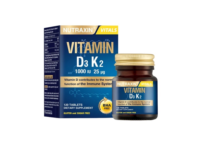 Vitals Vitamin D3K2 (120 tablet) - Nutraxin
