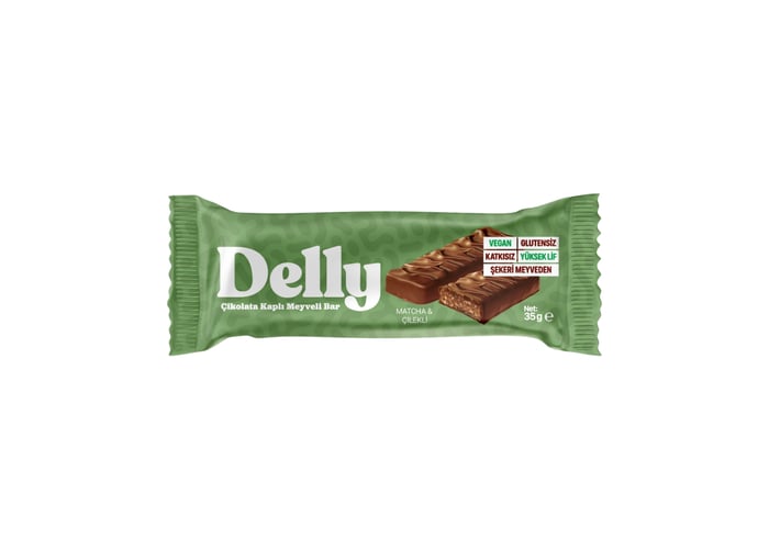 Çikolata Kaplı Matcha Çilekli Meyveli Bar (35gr) - Delly