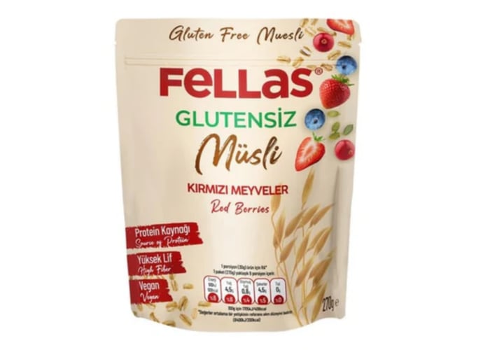 Müsli - Kırmızı Meyveli (Glutensiz, 270gr) - Fellas