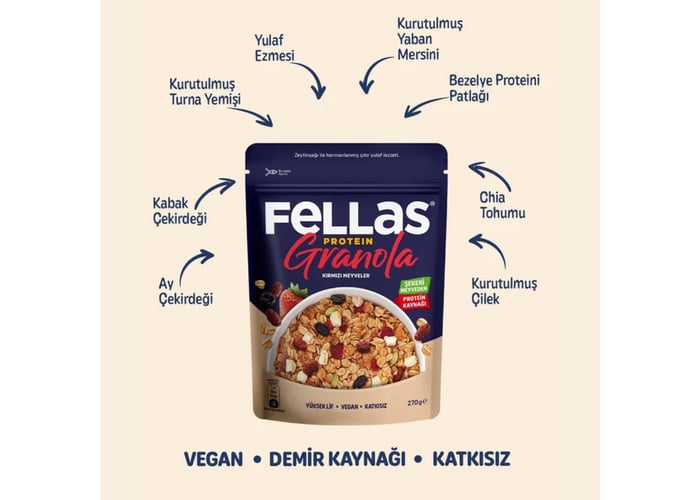Kırmızı Meyveli Granola (270gr) - Fellas