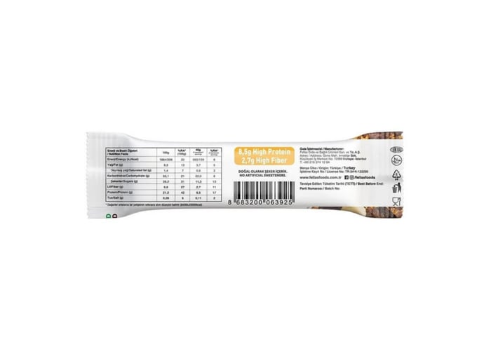 Muzlu ve Kakaolu Protein Bar (Vegan, 40gr) - Fellas
