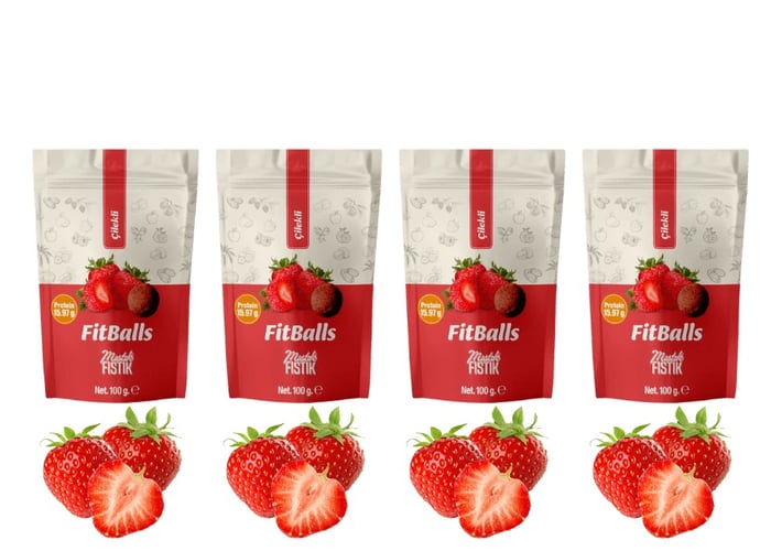 Çilekli Fitballs (100gr x 4 adet) - Mıstık Fıstık