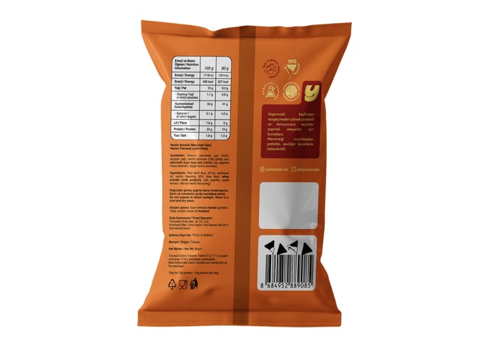 Nacho Aromalı Mercimek Cipsi (80gr) - Yummate