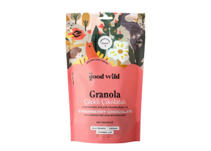 Filizlendirilmiş Karabuğdaylı & Çilekli Çikolatalı Granola (300gr) - The Good Wild