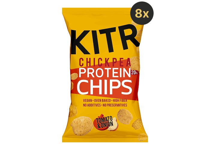 Domates ve Soğan Çeşnili Yüksek Proteinli Cips Paketi (Yüksek Protein, 8 adet x 50gr) - Kıtr