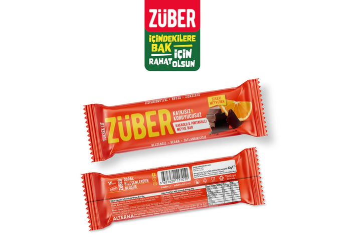 Portakallı Çikolatalı Meyve Bar (40gr) - Züber