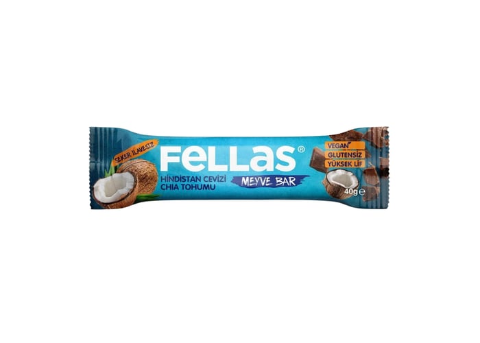 Chia ve Hindistan Cevizli Vitamin Meyve Bar (12 adet x 40gr) - Fellas