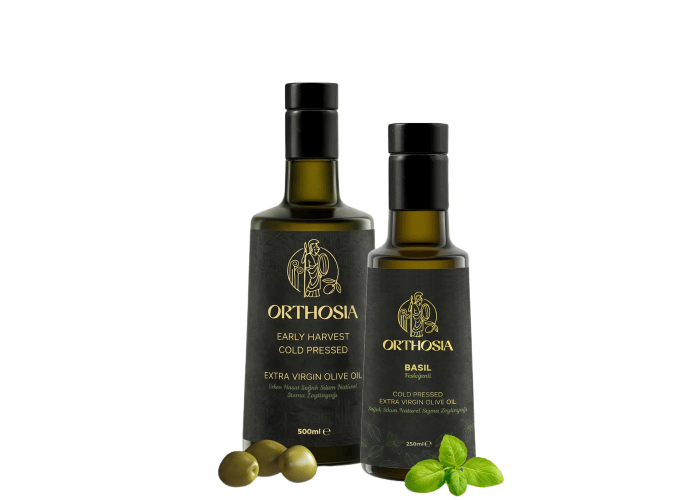 Premium Memecik Erken Hasat Soğuk Sıkım Zeytinyağı Paketi (Fesleğen Çeşnili) - Orthosia