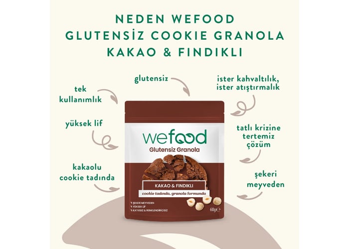 Kakao ve Fındıklı Granola Bites (Glutensiz, 60gr) - Wefood