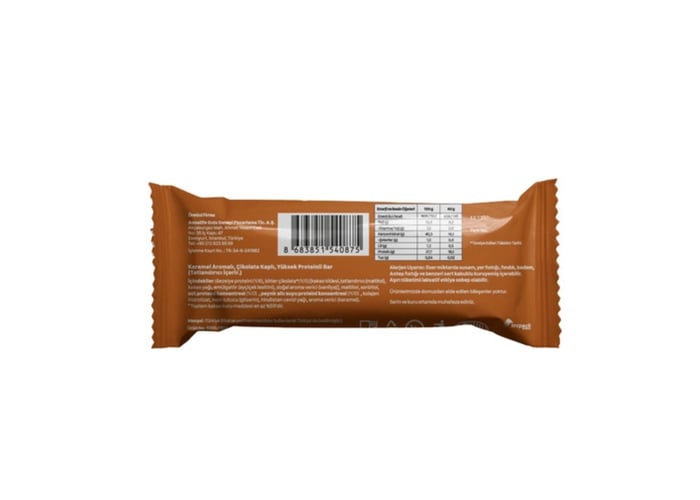 Çikolata Kaplı Karamel Aromalı Yüksek Proteinli Bar (40gr) - Delly