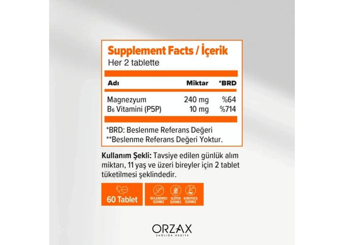 Ocean ExtraMag Magnezyum Malat + P5P (60 tablet) - Orzax