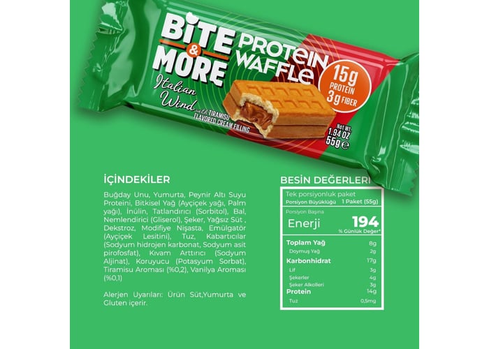 Protein Waffle Tiramisu (12 adet x 55gr) - Bite&more