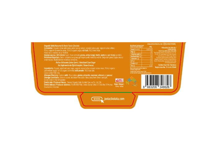 Organik Karamel ve Deniz Tuzlu Sütlü Çikolata (7 adet x 40gr) - Jovia