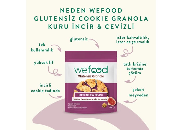 Kuru İncir ve Cevizli Granola Bites (Glutensiz, 60gr) - Wefood