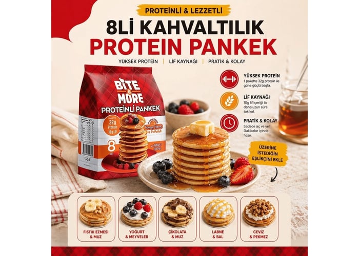 Kahvaltılık Protein Pankek 8 Adet (168gr) - Bite&More