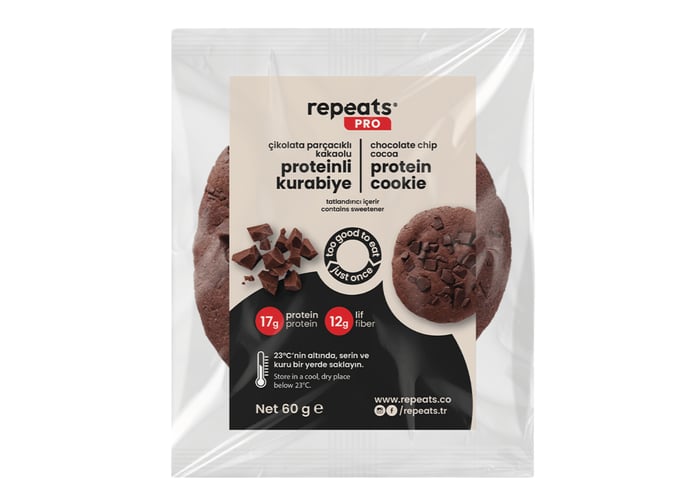 Yüksek Proteinli Çikolata Parçacıklı Kakaolu Kurabiye (60gr) - Repeats