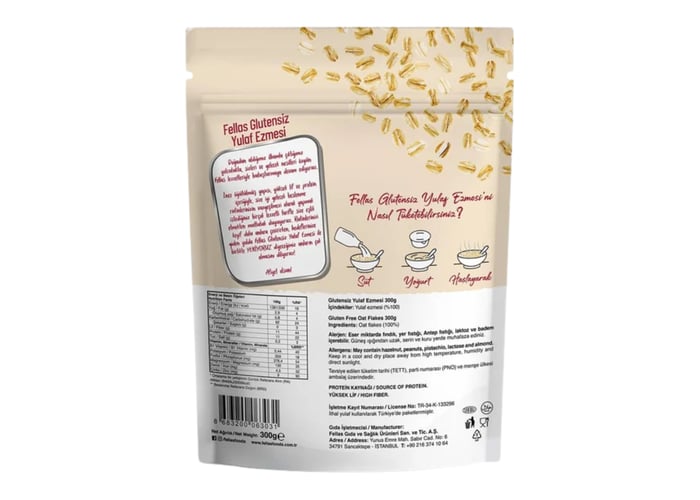 Yulaf Ezmesi (Glutensiz, 300gr) - Fellas