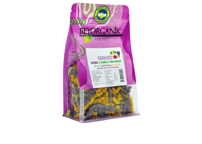 Organik Burgu Makarna (Siyah Havuç & Brokoli & Balkabağı, 240gr) - Beyorganik