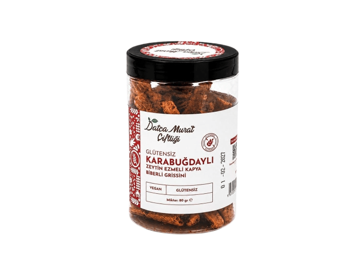 Karabuğdaylı, Zeytin Ezmeli ve Kapya Biberli Grissini (Glutensiz, 80gr) - Datça Murat Çiftliği