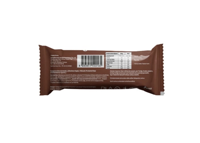 Çikolata Kaplı Cappuccino Aromalı Yüksek Proteinli Bar (12 adet x 40gr) - Delly