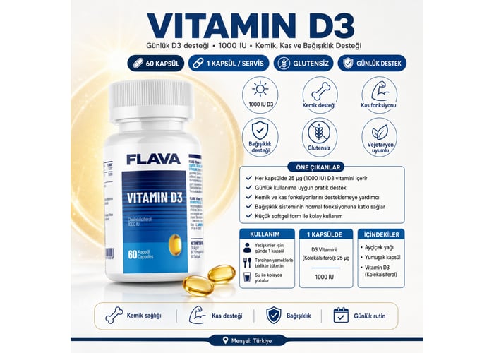 Vitamin D3 (60 kapsül) - Proteinocean