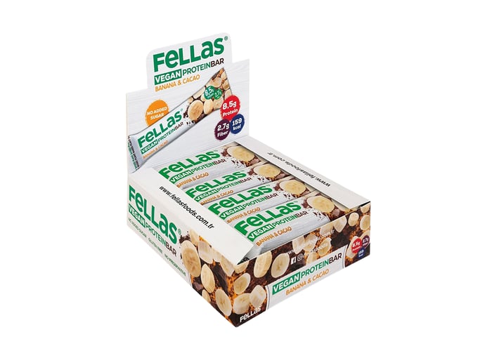 Muzlu ve Kakaolu Vegan Protein Bar (12 adet x 40gr) - Fellas