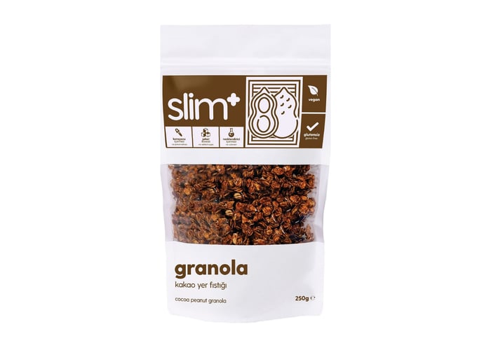 Vegan Kakao ve Yer Fıstıklı Granola (Glutensiz ve İlave Şekersiz, 250gr) - Slimplus