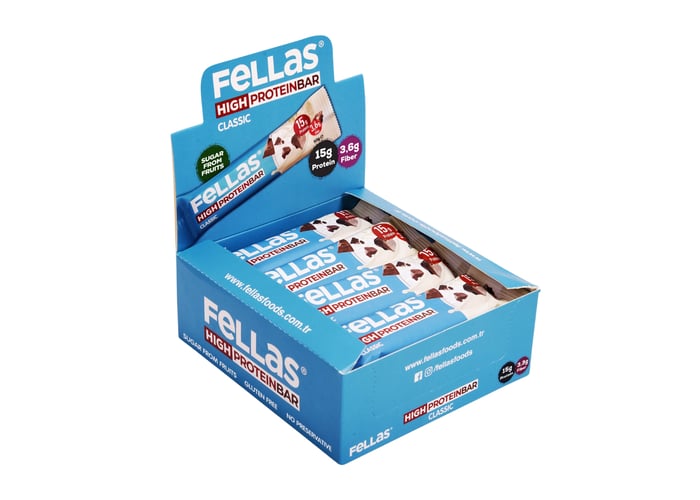 Yüksek Protein Bar - Klasik Sade (12 adet x 45gr) - Fellas