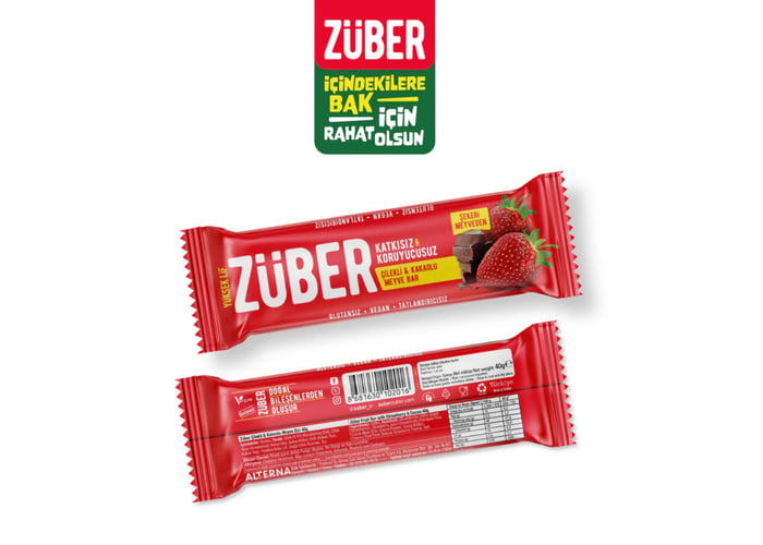 Çilekli Kakaolu Meyve Bar (40gr) - Züber