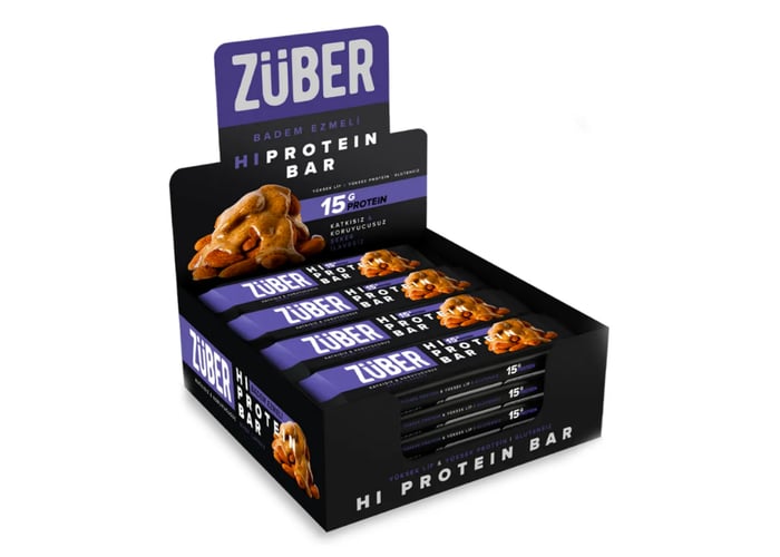 Badem Ezmeli Yüksek Protein Bar (12 adet x 45gr) - Züber