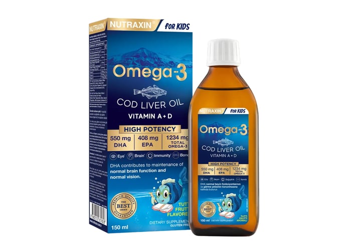 For Kids Omega-3 Cod Liver Oil Balık Yağı (150ml) - Nutraxin