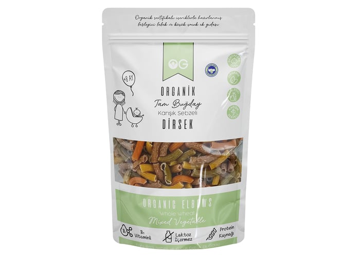 Organik Karışık Sebzeli Tam Buğday Dirsek Makarna (200gr) - Og Natural