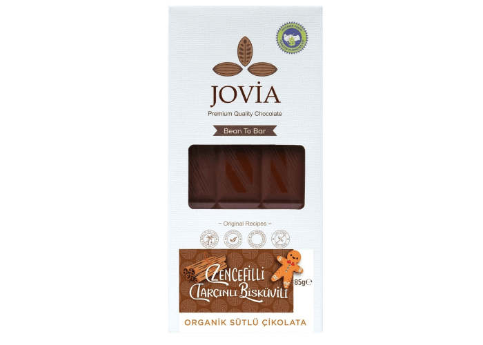 Organik Zencefilli ve Tarçınlı Bisküvi Çikolata (85gr) - Jovia
