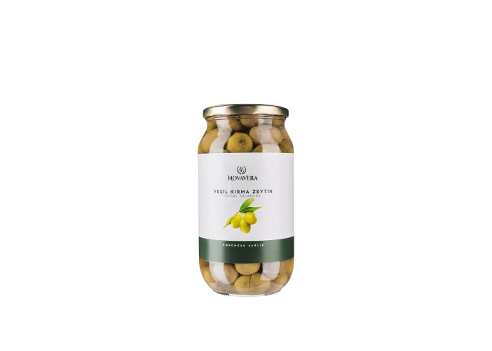 Yeşil Kırma Zeytin (Cam kavanoz, 650gr) - Novavera