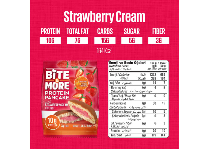 Protein Pancake Çilek (50gr) - Bite&more