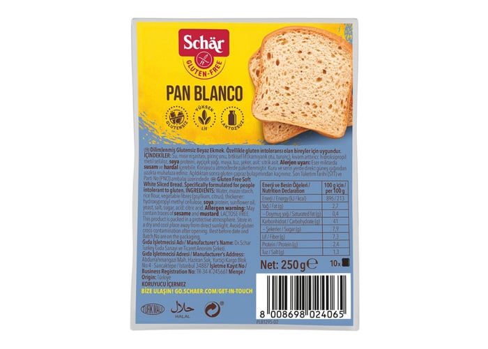 Pan Blanco Glutensiz Dilimli Ekmek (250gr) - Schar