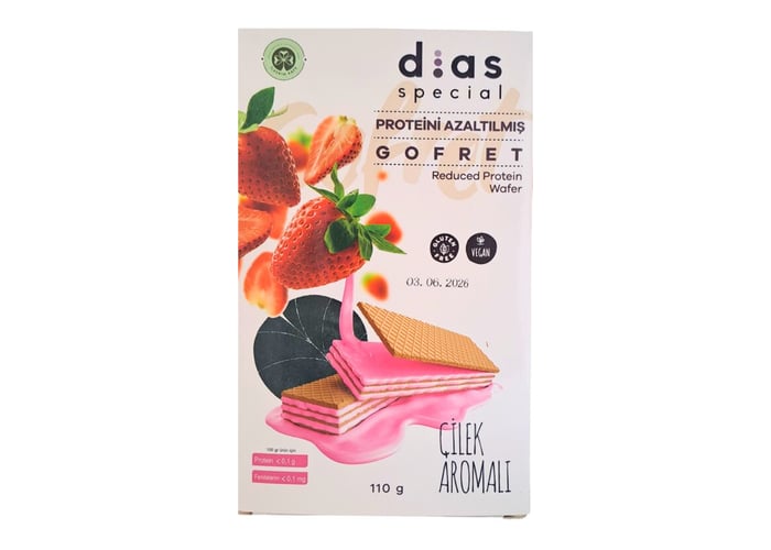 Düşük Proteinli Çilekli Gofret (110gr) - Dias Special