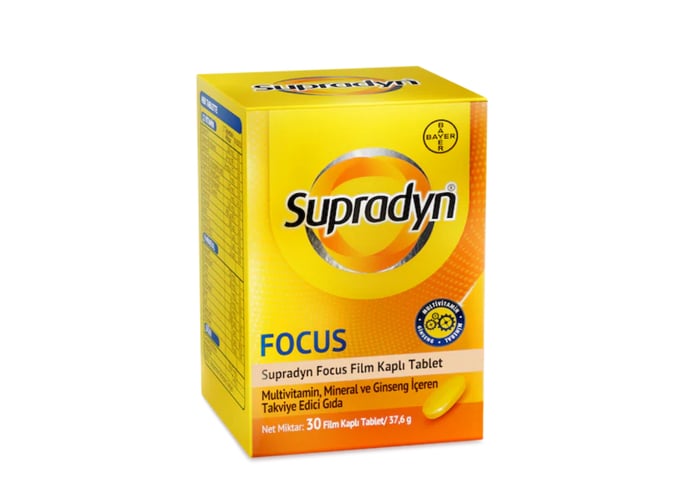 Focus 12 Vitamin, 9 Mineral, Ginseng ve Polifenol İçeren Takviye Edici Gıda (30 tablet) - Supradyn